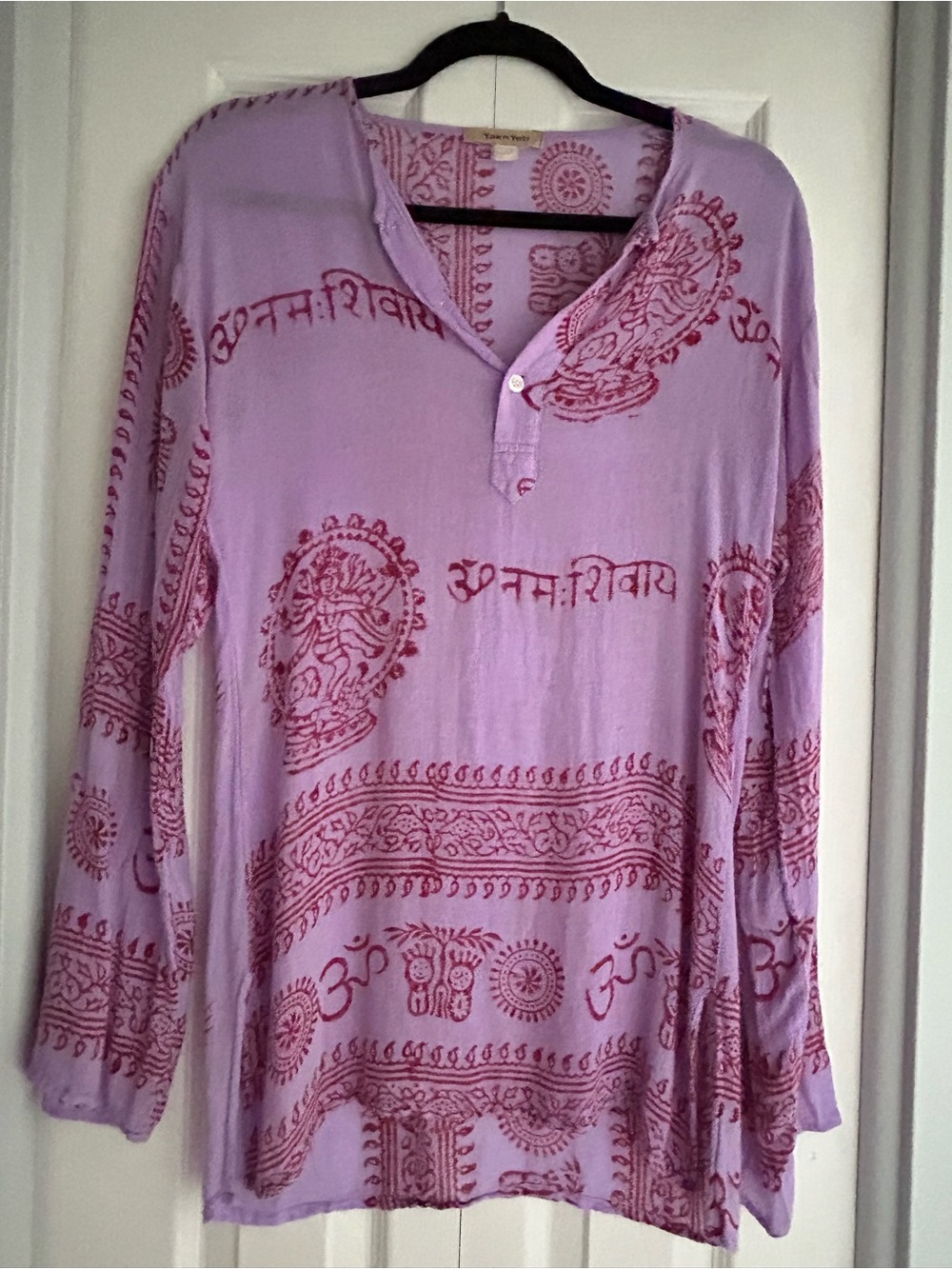 Paper tag Boho Lavender Printed Long-Sleeve Tunic Top